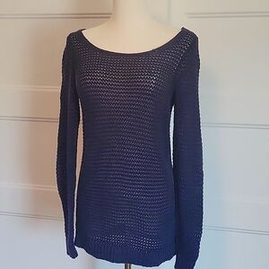 LOFT Blue Crew Neck Sweater Classic Knit